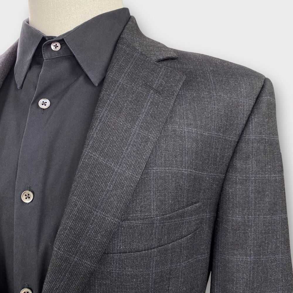 John W Nordstrom Loro Piana Suit Mens 40R 34x29 Windowpane Check Charcoal Wool - Picture 4 of 16